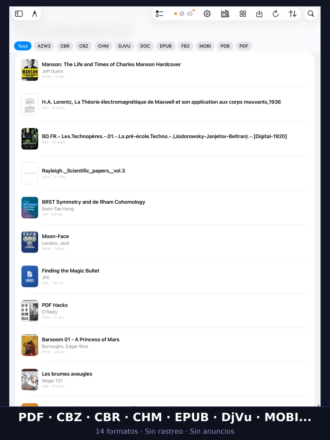 Captura de pantalla de UniReader